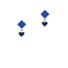Mini Two Sided Blue Heart Blue Crystal Diamond-Shape Earrings