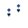 Small Long Blue Heart Blue Crystal Diamond-Shape Earrings