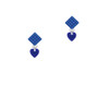 Acrylic 5/16" Navy Blue Heart Blue Crystal Diamond-Shape Earrings