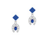 Horseshoe with Oval Blue Crystal Blue Crystal Diamond-Shape Earrings
