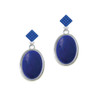 Oval - Dolomite Marble - Blue - Blue Crystal Diamond-Shape Earrings