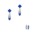 3-D Blue Running Shoe Blue Crystal Diamond-Shape Earrings
