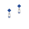 2-Sided Blue Baby Safety Pin Blue Crystal Diamond-Shape Earrings