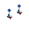 Texas - Lone Star Glass Blue Crystal Diamond-Shape Earrings