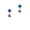 3-D Red White & Blue Volleyball Blue Crystal Diamond-Shape Earrings