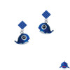 Resin Blue Baby Whale Blue Crystal Diamond-Shape Earrings