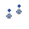 Large Paw with Blue Crystals Blue Crystal Diamond-Shape Earrings