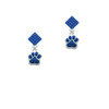 Small Royal Blue Paw Blue Crystal Diamond-Shape Earrings
