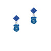 Blue Policeman's Badge Blue Crystal Diamond-Shape Earrings