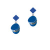 Blue Policeman's Hat Blue Crystal Diamond-Shape Earrings