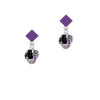 Black and Purple Bats with Crystals Spinner Purple Crystal Diamond-Shape Earrings