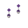 Purple Plumeria Flowers Spinner Purple Crystal Diamond-Shape Earrings