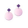 Acrylic 1" Disc Light Purple Imitation Pearl Purple Crystal Diamond-Shape Earrings