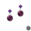 Round - Imitation Cat's Eye - Purple - Purple Crystal Diamond-Shape Earrings