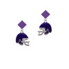 Small Purple Football Helmet Purple Crystal Diamond-Shape Earrings
