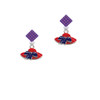 Red Hat With Purple Bow Purple Crystal Diamond-Shape Earrings