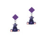 Resin Purple Hippopotamus Honey Purple Crystal Diamond-Shape Earrings