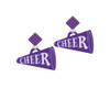 Acrylic 1.25" Purple Cheer Megaphone Purple Crystal Diamond-Shape Earrings