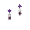 3-D Purple & AB Crystal Owl Purple Crystal Diamond-Shape Earrings