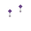 Mini Paw with Purple Crystal Purple Crystal Diamond-Shape Earrings