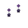 Small Purple Paw Purple Crystal Diamond-Shape Earrings