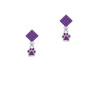 Mini Translucent Purple Paw Purple Crystal Diamond-Shape Earrings