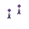 Purple Ribbon Purple Crystal Diamond-Shape Earrings
