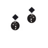 Acrylic Small Black Disc Volleyball Player Black Crystal Diamond-Shape Earrings