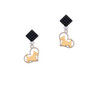 Two Tone Scottie Dog Silhouette Heart Black Crystal Diamond-Shape Earrings
