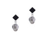 Good Dog with Black Paw Spinners Black Crystal Diamond-Shape Earrings