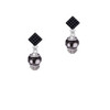 White Dots on Black Spinners Black Crystal Diamond-Shape Earrings