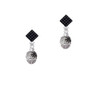 Black Spider on Web Spinner Black Crystal Diamond-Shape Earrings