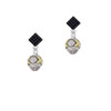 XOXO Two Tone Spinner Black Crystal Diamond-Shape Earrings