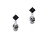Wide Zebra Print Spinners Black Crystal Diamond-Shape Earrings