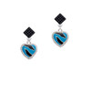 Hot Blue Zebra Print Heart Black Crystal Diamond-Shape Earrings