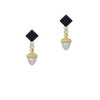 Small Acorn with Gold Tone Top and Crystals Black Crystal Diamond-Shape Earrings