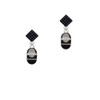 Black Baby Shoe with Crystal Strap Black Crystal Diamond-Shape Earrings
