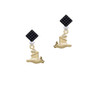 3-D Flying Gold Tone Bat with Crystals Black Crystal Diamond-Shape Earrings
