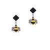 Enamel Bee Black Crystal Diamond-Shape Earrings