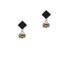 Mini Bumble Bee Black Crystal Diamond-Shape Earrings