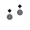 Black Chinese Blessing Black Crystal Diamond-Shape Earrings