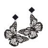 Acrylic Cut Out Butterfly Black Black Crystal Diamond-Shape Earrings