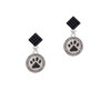 Black Paw in Rope Border Black Crystal Diamond-Shape Earrings