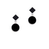 Small Black Enamel Disc Black Crystal Diamond-Shape Earrings