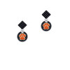 Orange Paw on Black Disc Black Crystal Diamond-Shape Earrings