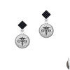 Domed Black OTD Black Crystal Diamond-Shape Earrings