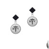 Domed Black RVT Black Crystal Diamond-Shape Earrings