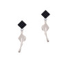 Graduation Hat Black Crystal Diamond-Shape Earrings