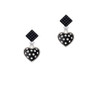 Black Resin Heart with Clear Crystals in Frame Black Crystal Diamond-Shape Earrings