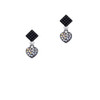 Small Black Heart with Clear AB Crystals Black Crystal Diamond-Shape Earrings